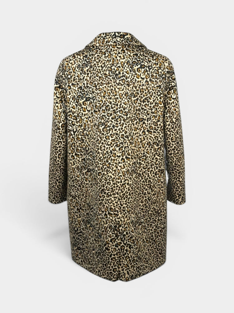 Leopard Print Mid-Length Button-Front Coat Dress