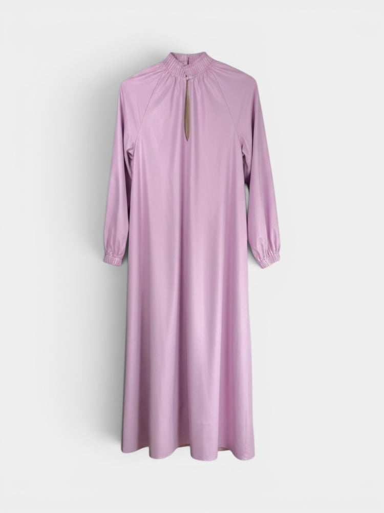 Lavender Mock-Neck Keyhole Maxi Dress