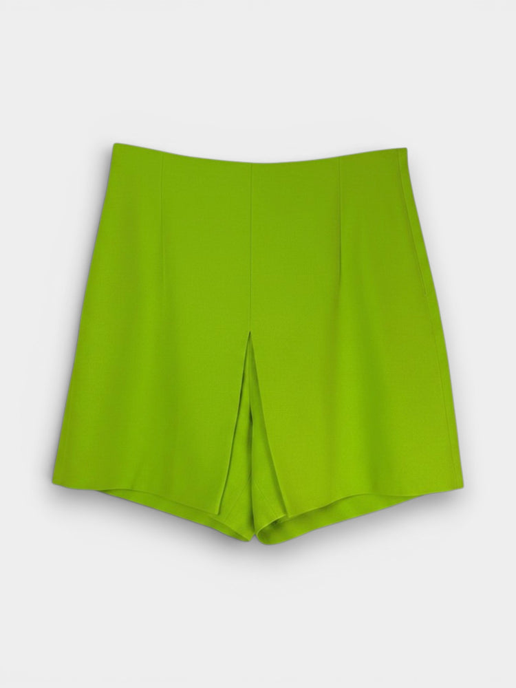 Lime Green High-Waisted Tailored Skort