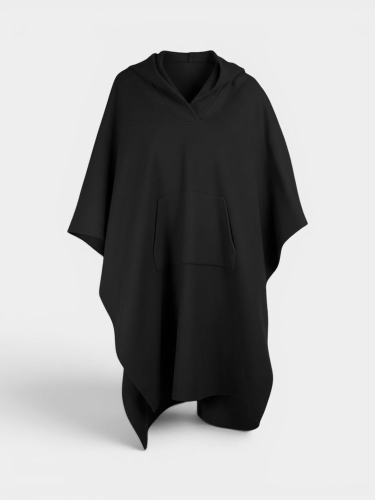 Black Hooded Cape Poncho