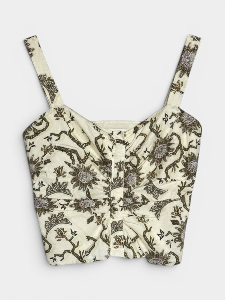 Floral Print Structured Cropped Corset Tank Top