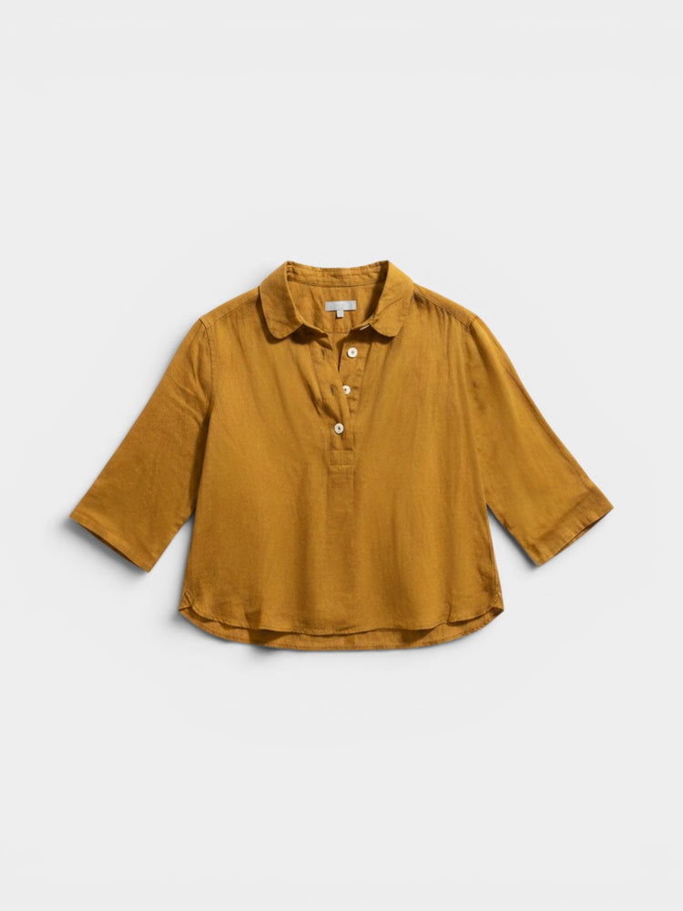Mustard Cropped Popover Blouse