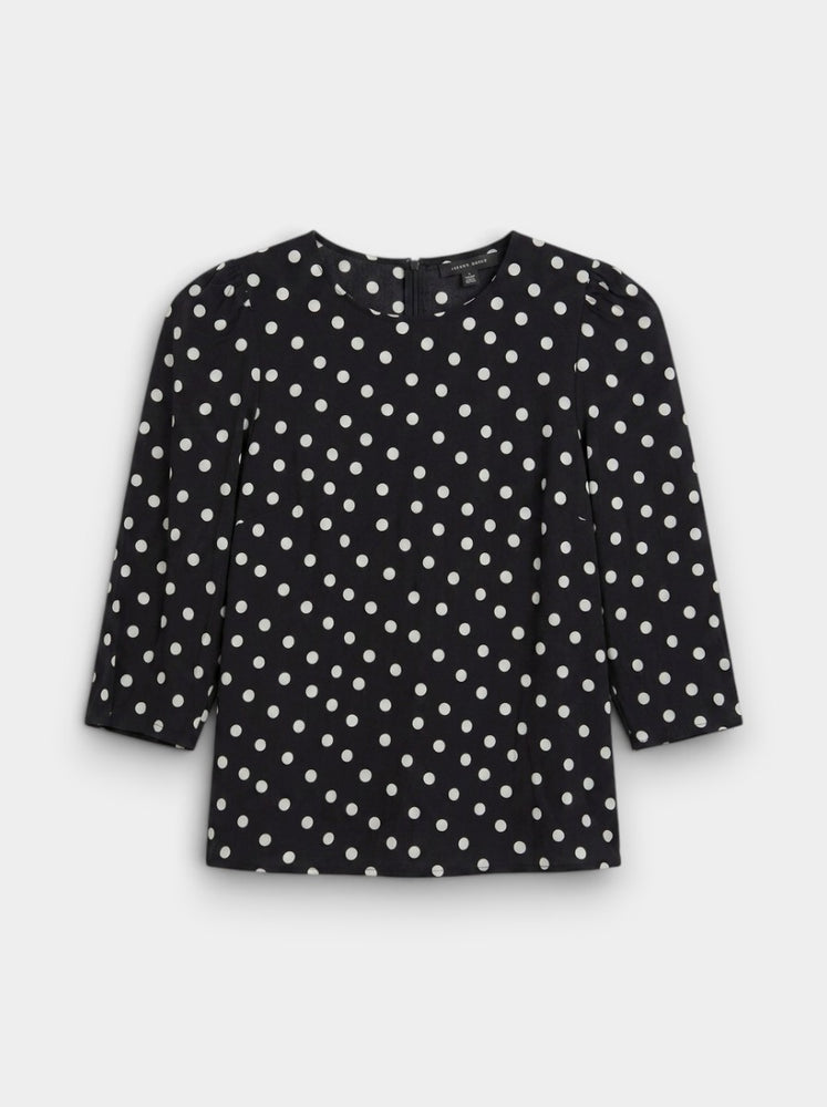 Black Ivory Polka Dot Puff Sleeve Blouse