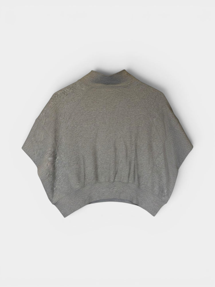Heather Gray Cropped Half-Zip Batwing Sweatshirt