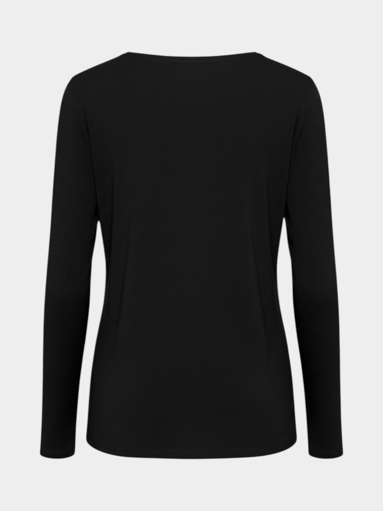 Black Long-Sleeve Scoop Neck Top