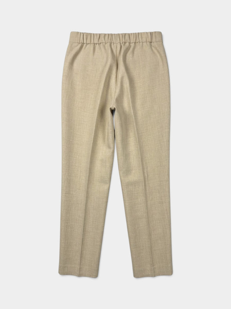 Tan Straight-Leg Tailored Trousers