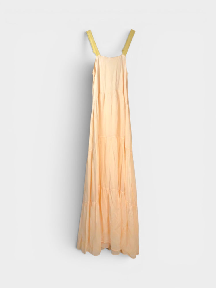 Peach Tiered Maxi Sundress with Buckle Straps
