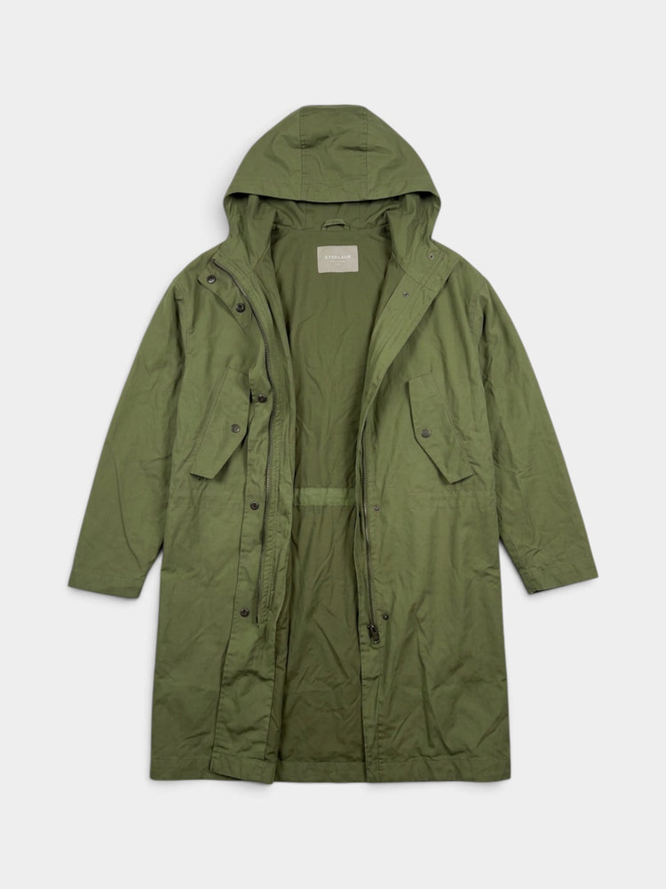 Olive Green Cotton Hooded Parka Coat