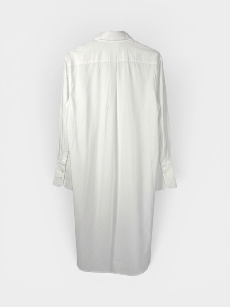 White Cotton Maxi Shirt Dress Oversized Fit