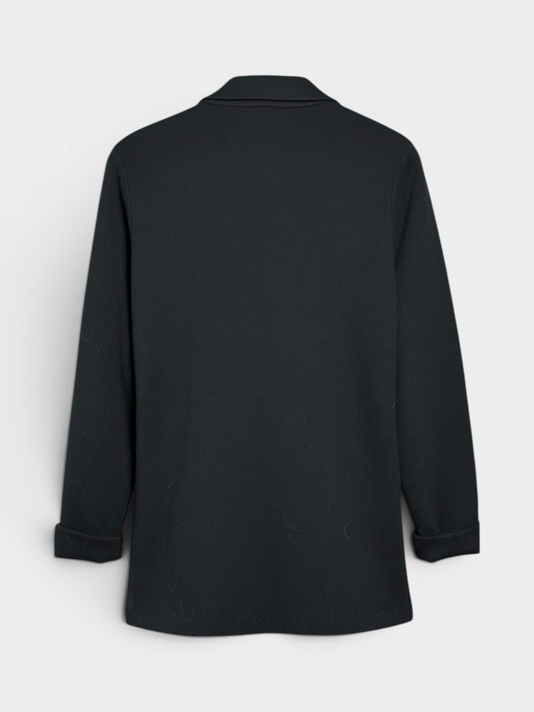 Black Single-Button Relaxed Blazer