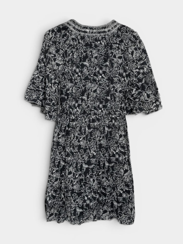 Floral Print Flutter Sleeve Mini Dress