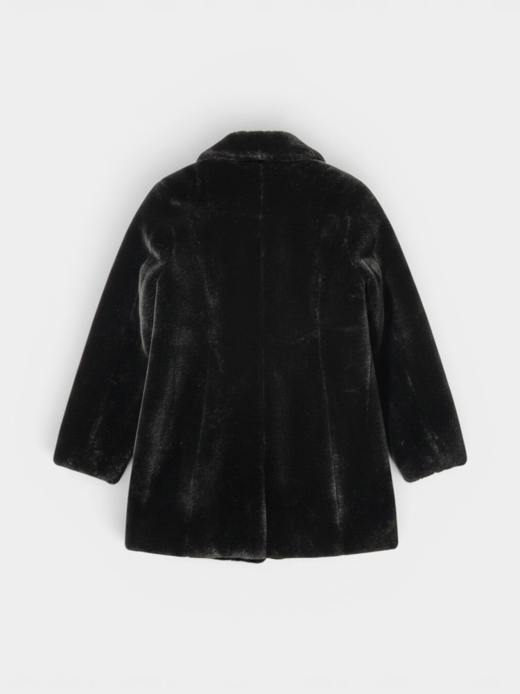 Black Faux Fur A-Line Coat
