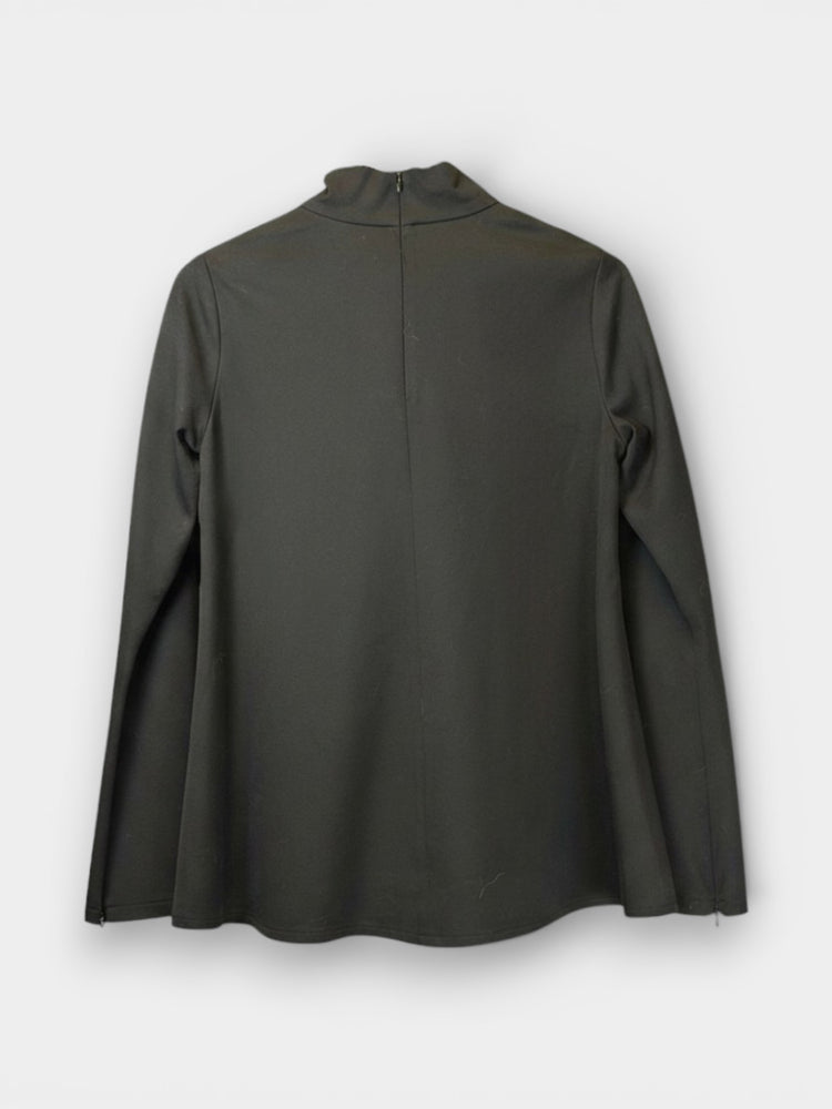 Black Mock-Neck Long Sleeve Flared Top