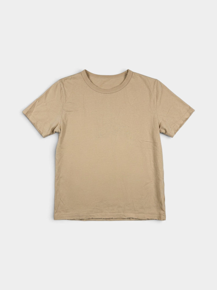 Tan Organic Cotton Relaxed Crew Neck T-Shirt